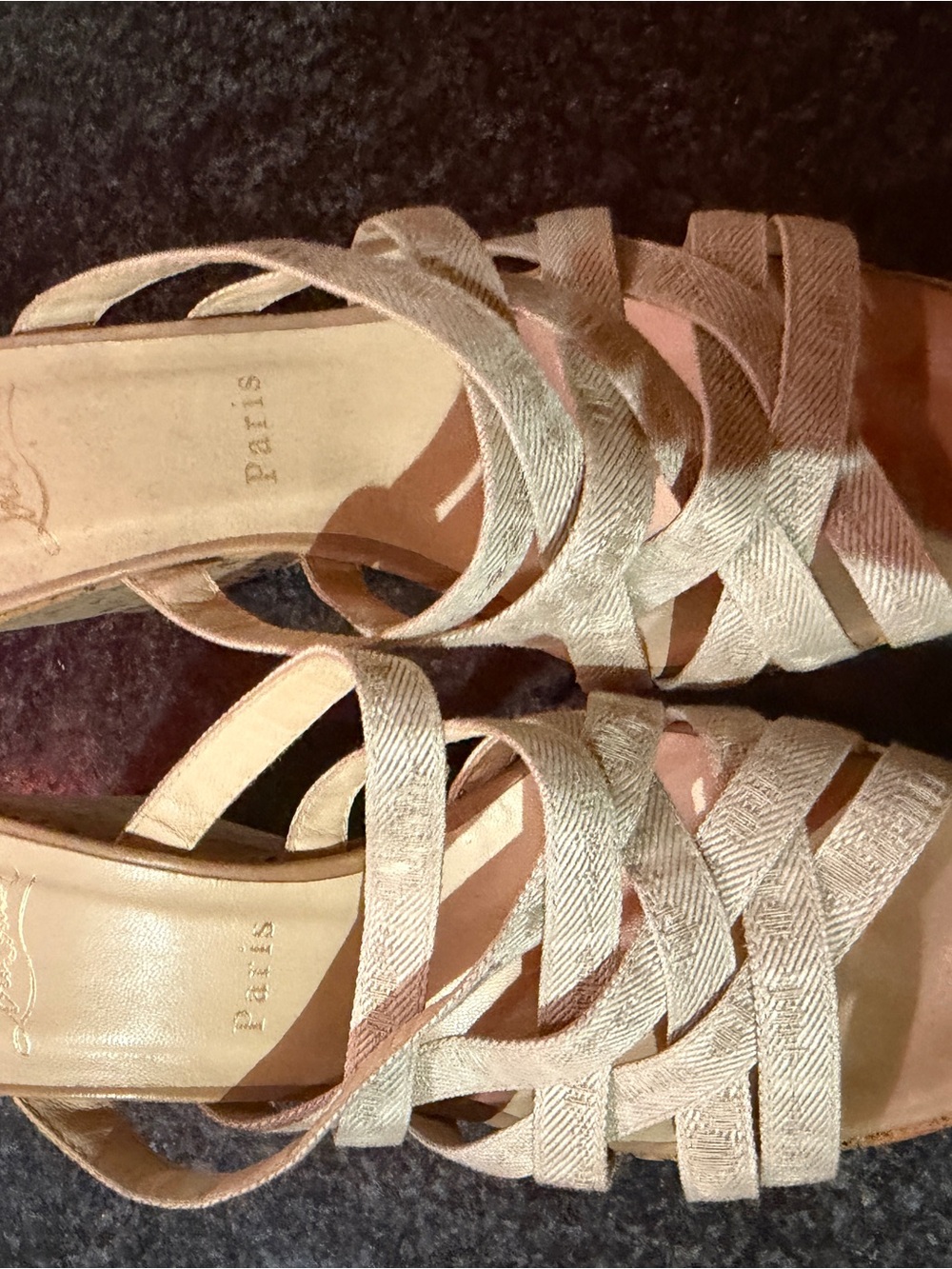 Christian Louboutin Beige Woven Strappy Sandals